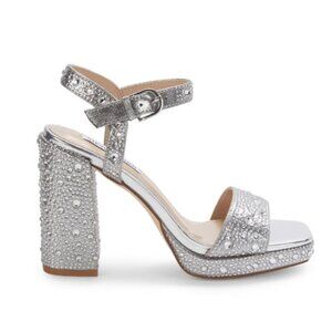 Steve Madden Pazi Embellished Metallic Sandals  NWOT